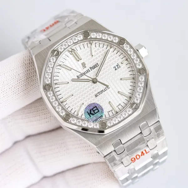 Audemars Piguet Royal Oak Extra Thin Automatic Silver Dial Diamond Bezel Watch Watches - 1