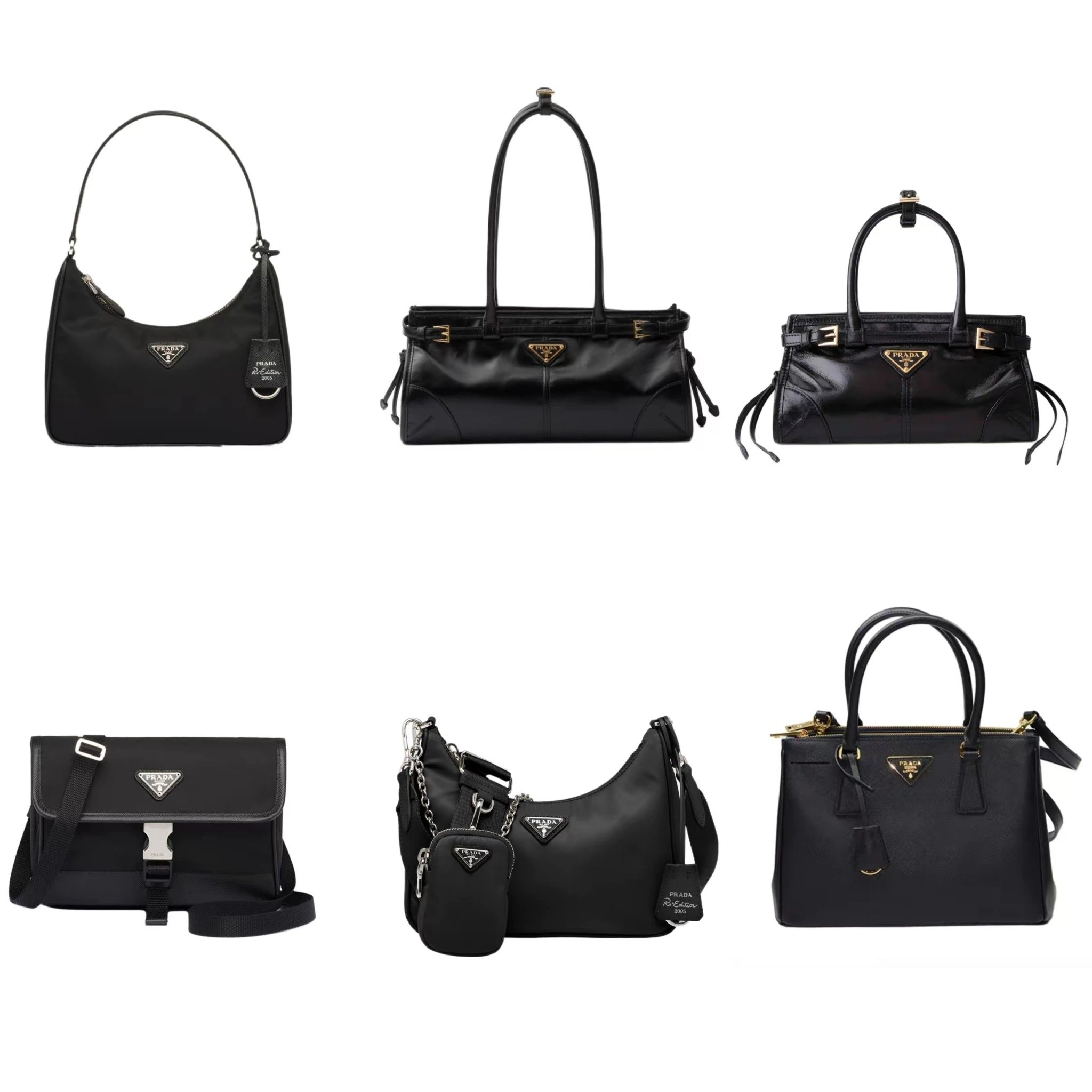 Prada Black Leather Handbags and Shoulder Bags Collection