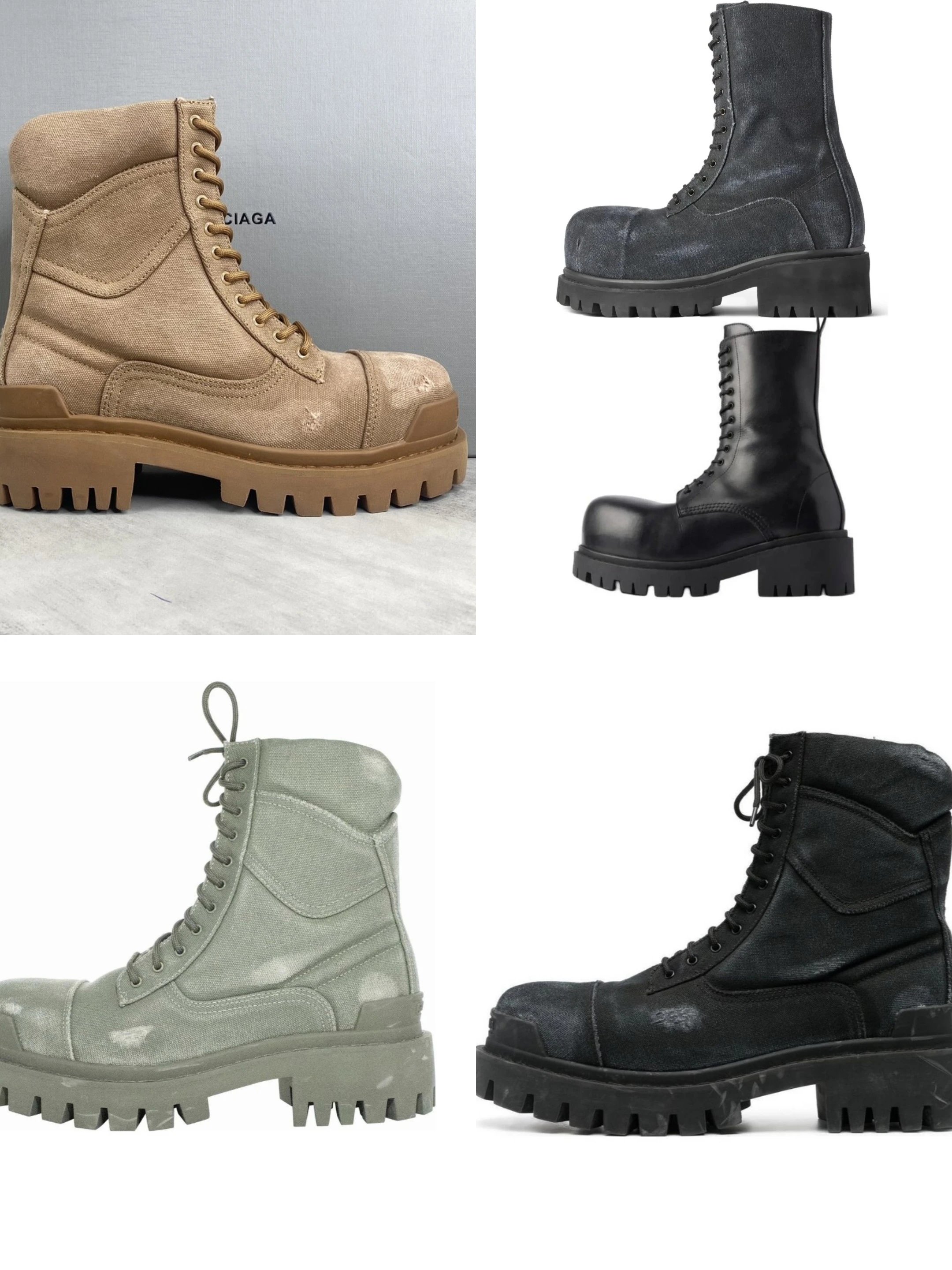 Item Thumbnail for Balen Pakistan Stomper leather zipper round -head boots Men's old BATCH denim boot Hummerstrike big head Martin boots [Dongguan goods] WhatsApp: +86 1305698157