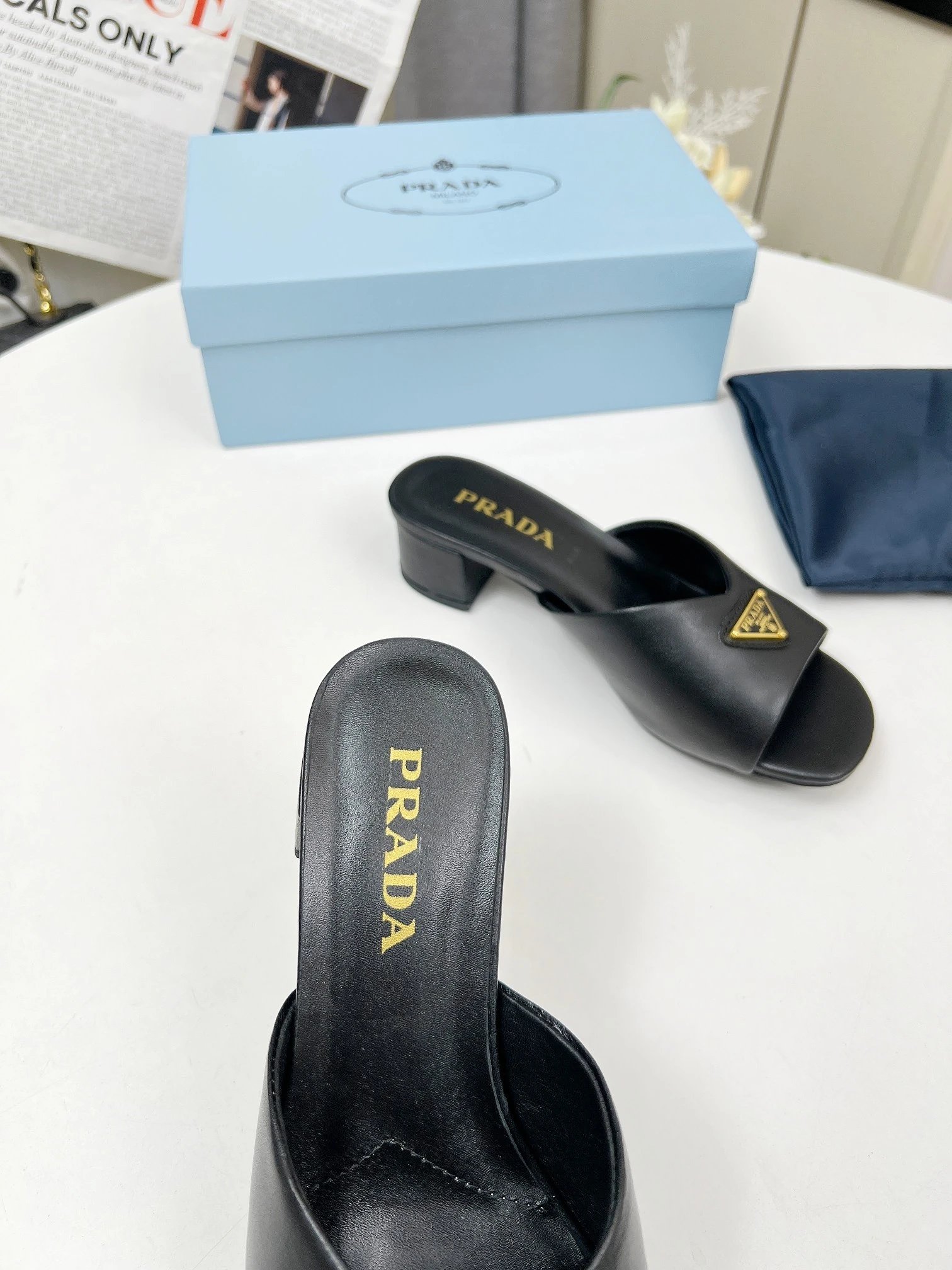 Prada Sandals Triangle Logo Block-Heel Mules image 5