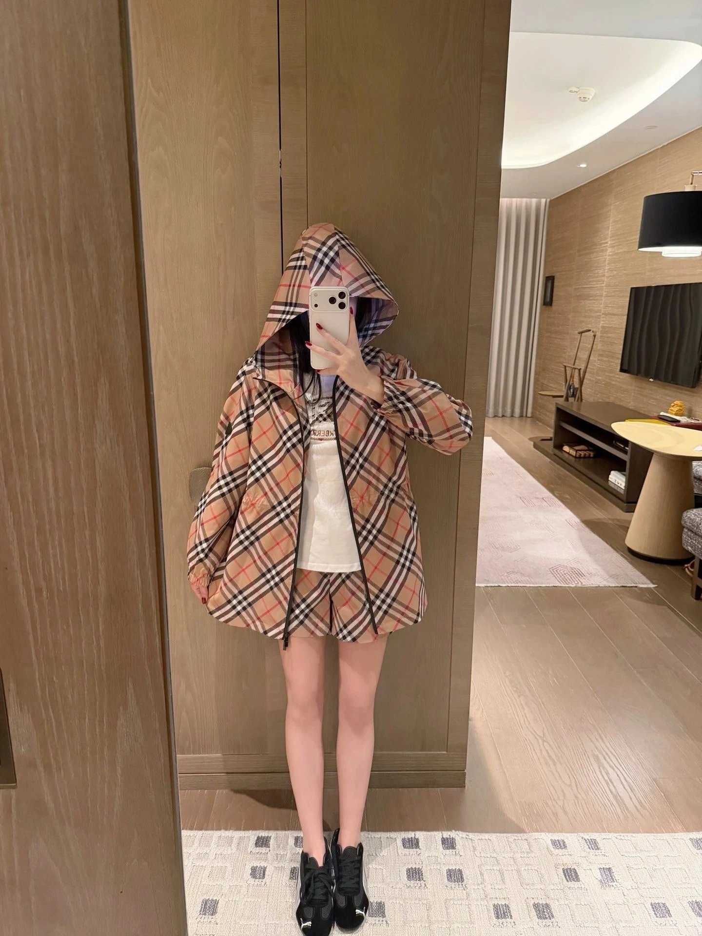 Burberry plaid shell jacket S size bust 110cm length 71cm