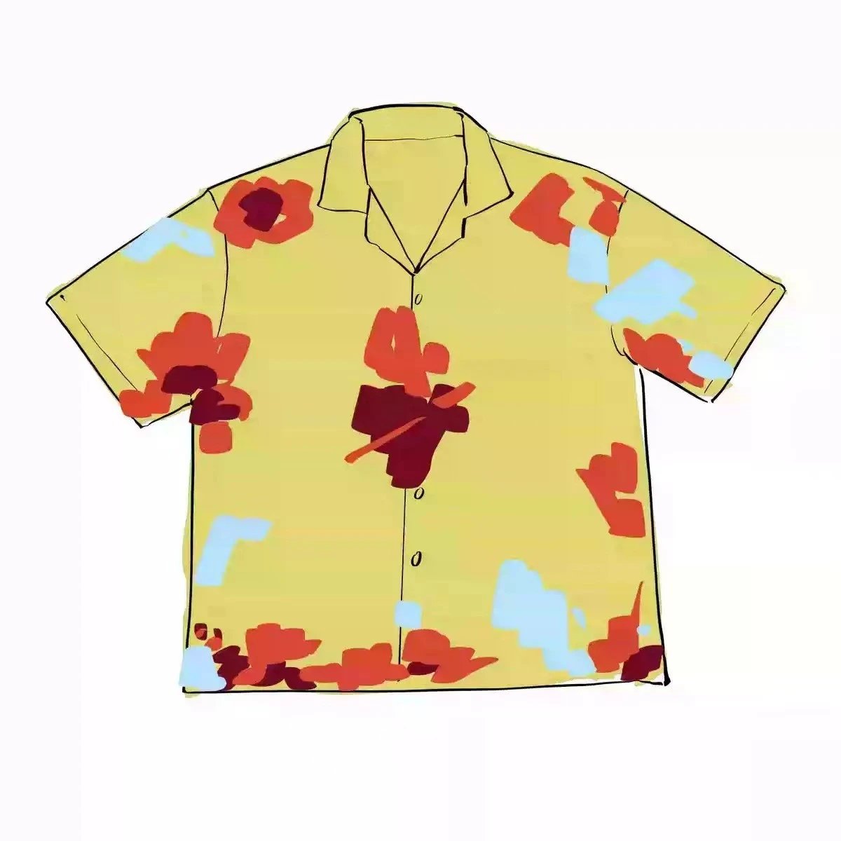 PLEASURES Gangster Shirt Same Style Flame Love Shirt with Little Plum