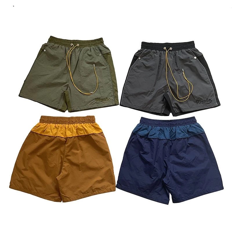 Rhude embroidered letters summer shorts contrasting colors 47