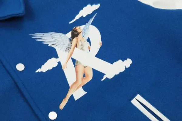 RIPNDIP x Angelic R Letter Varsity Jacket Beige and White - 16