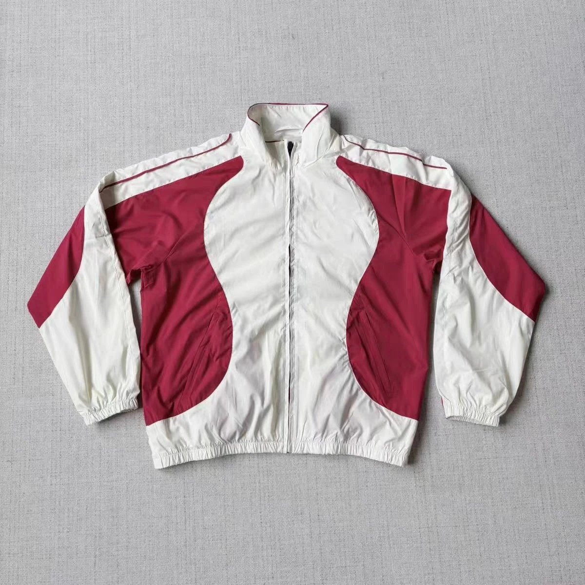 Off-White Diagonal Stripe Shorts White with Burgundy Piping - 7