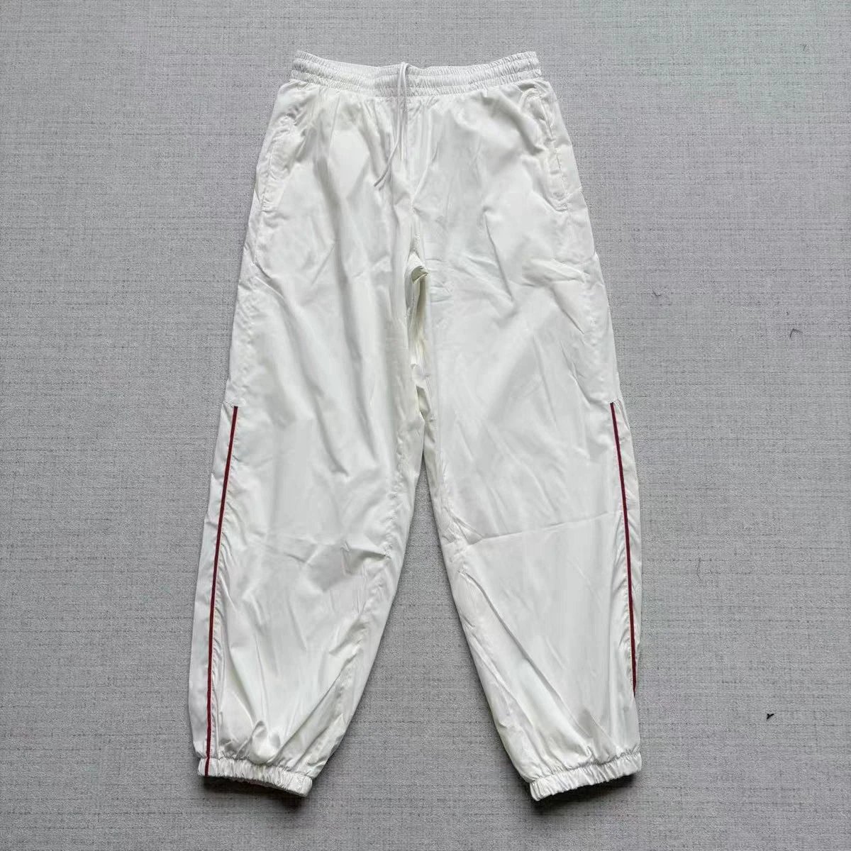 Off-White Diagonal Stripe Shorts White with Burgundy Piping - 8