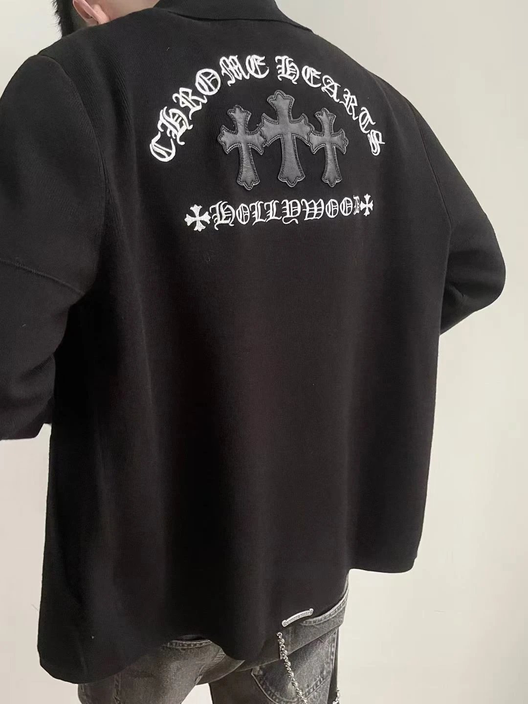 [24h In Stock, Ships Immediately] Chrome Hearts Wool Cardigan 100% Independently Molded Silver-Plated Hardware 3 Crosses 1% of the $30,000 Original Price