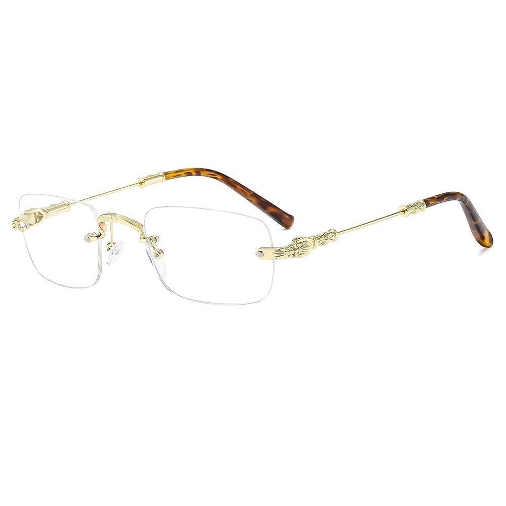 Golden frame + case + glasses cloth