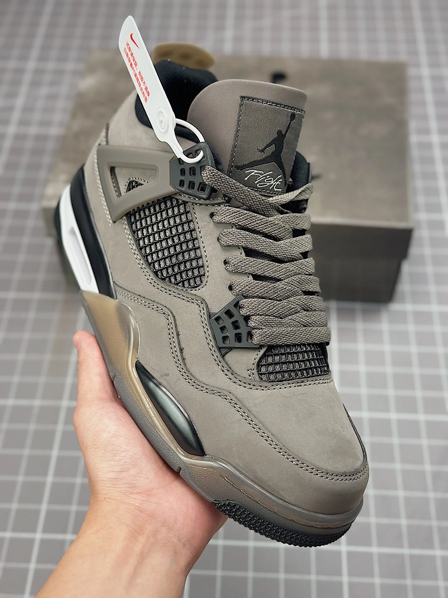 Authentic [TT] Top Layer Leather SB x Air Jordan 4 Retro "Cave Stone" Mocha Brown Low-Top Fashion Casual Sneakers