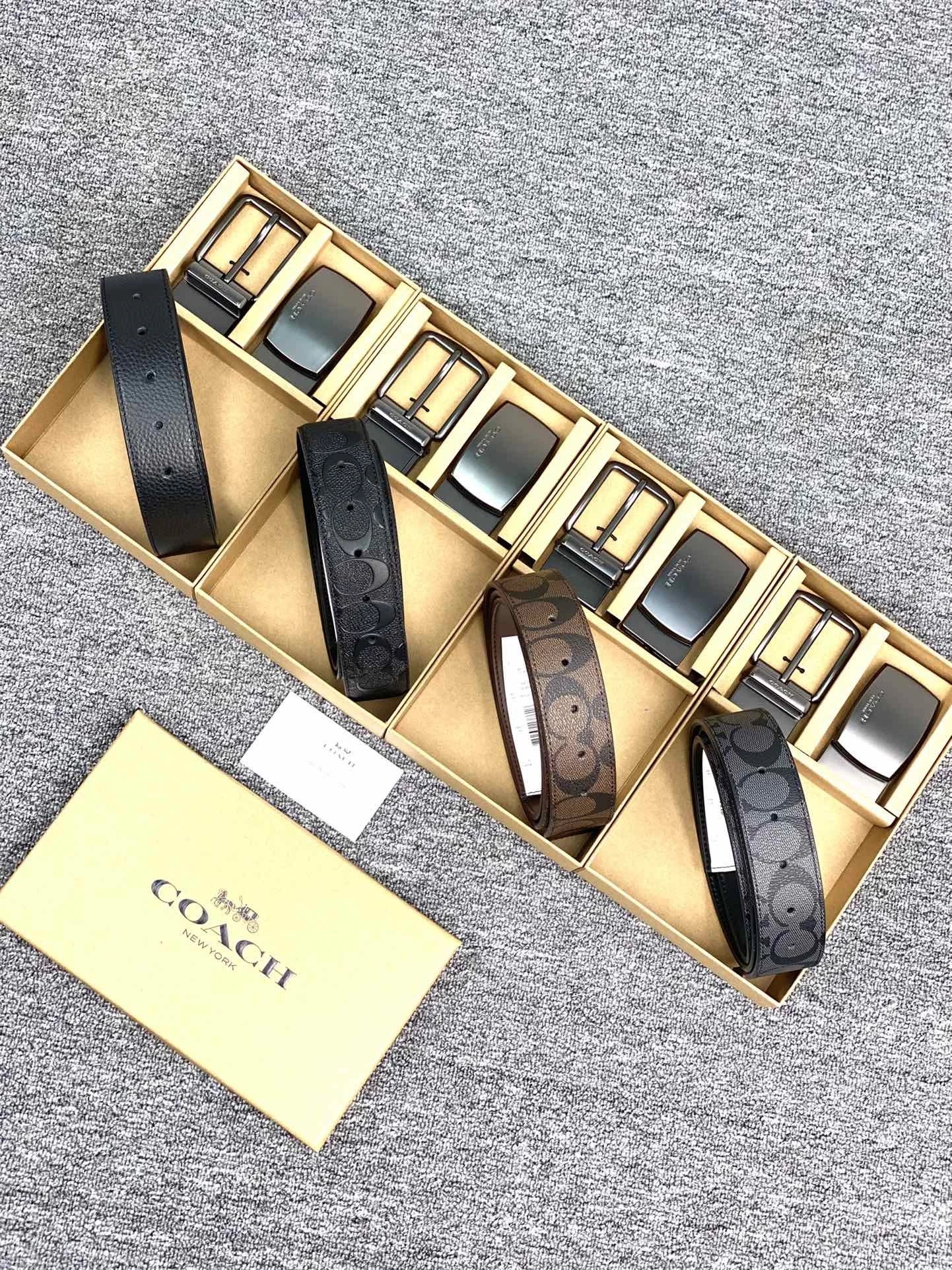 Dual Buckle Reversible Leather Belt