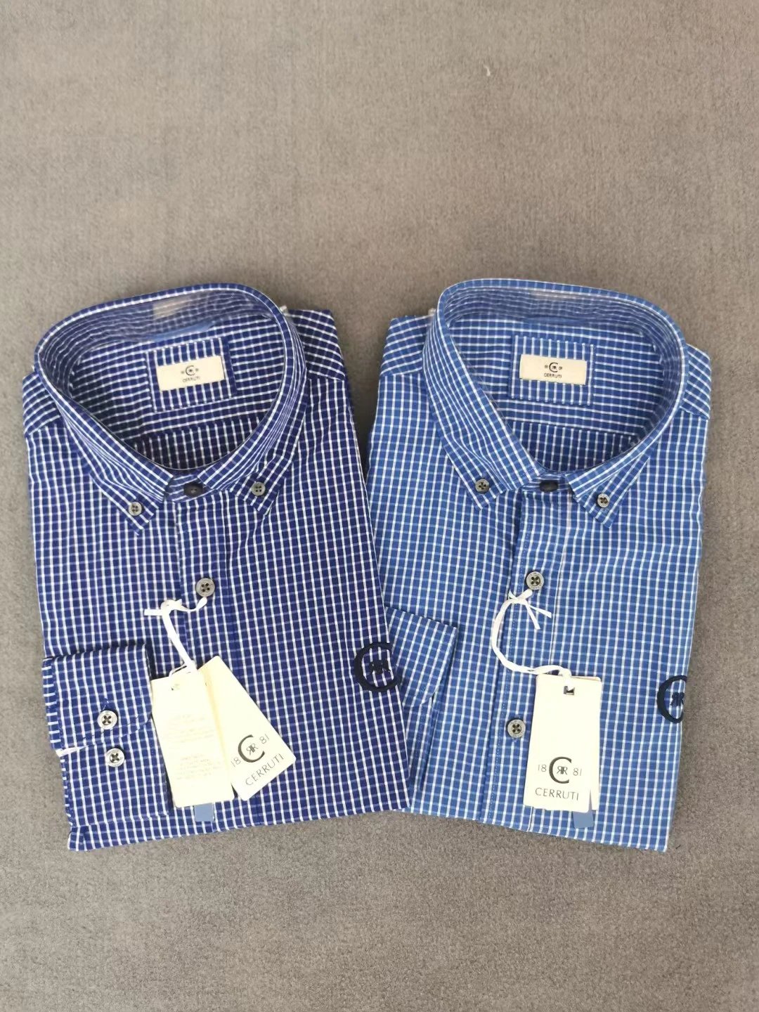 Fine Grid Pattern Long Sleeve Shirt