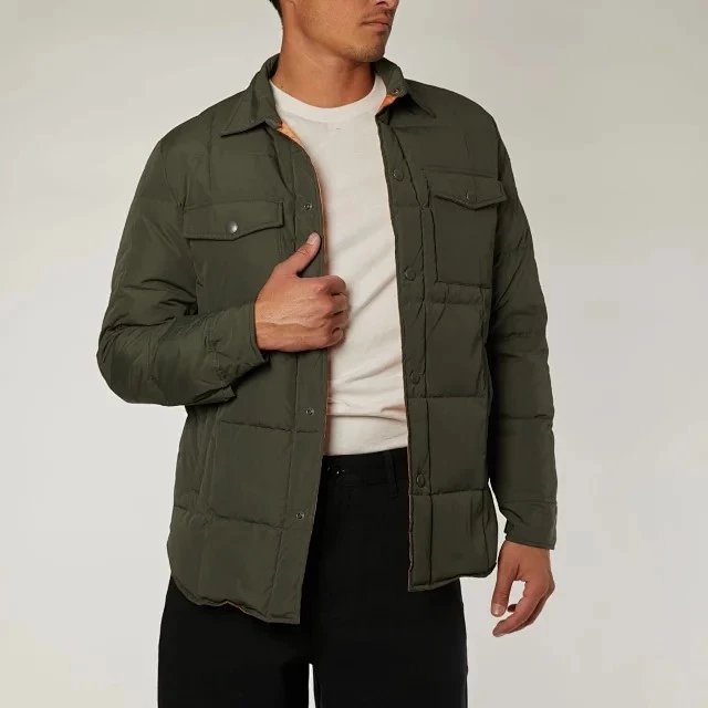 Grid Pattern Down Shirt Jacket