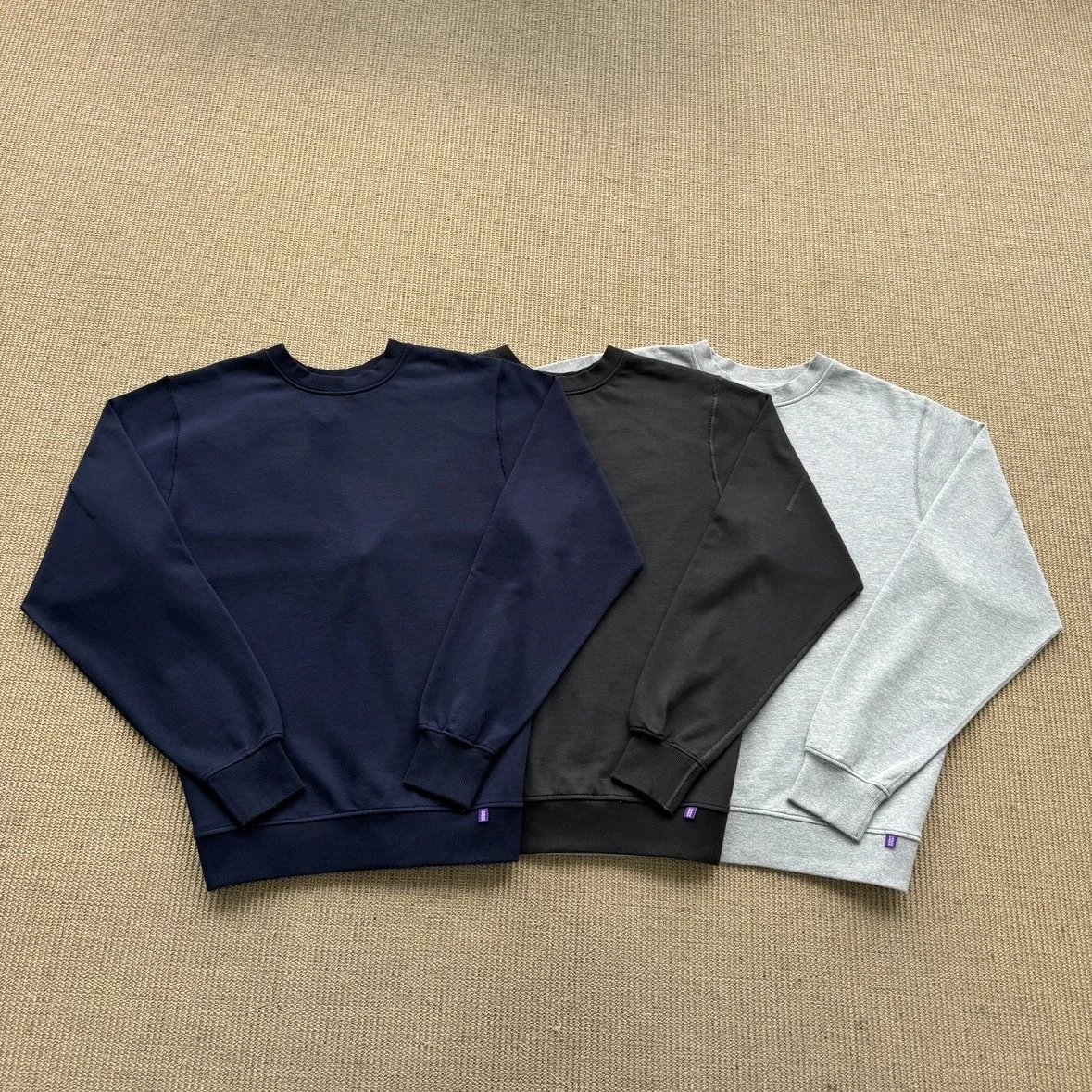 Special Offer! Factory clearance! Minimalist style basic solid color hoodie for men and women, pure cotton looped outdoor retro workwear, functional casual sports round neck top, pullover, base shirt, trendy