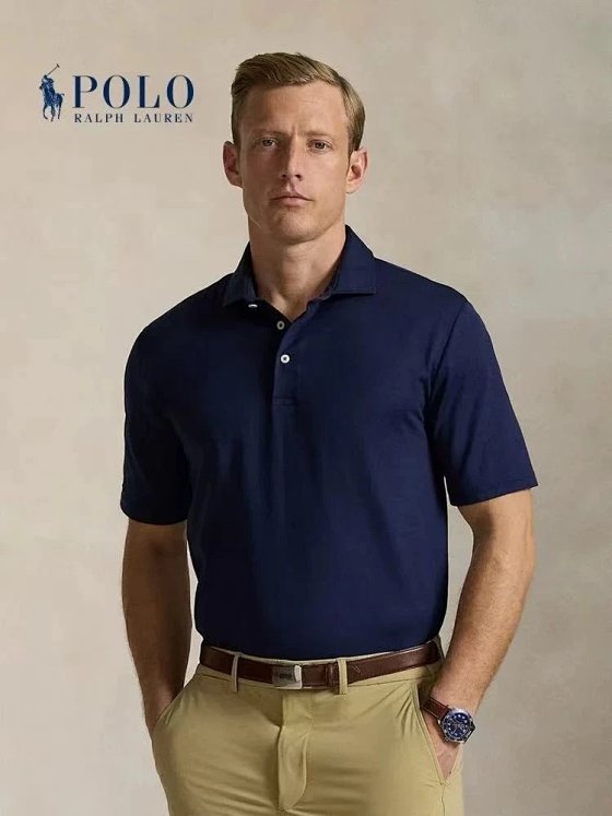 Clearance Sale! Authentic RLX Men's Short-Sleeve Polo Shirt - Pure Cotton, Classic Casual & Business Style, Fashionable Turn-Down Collar, Light Luxury British Aesthetic
