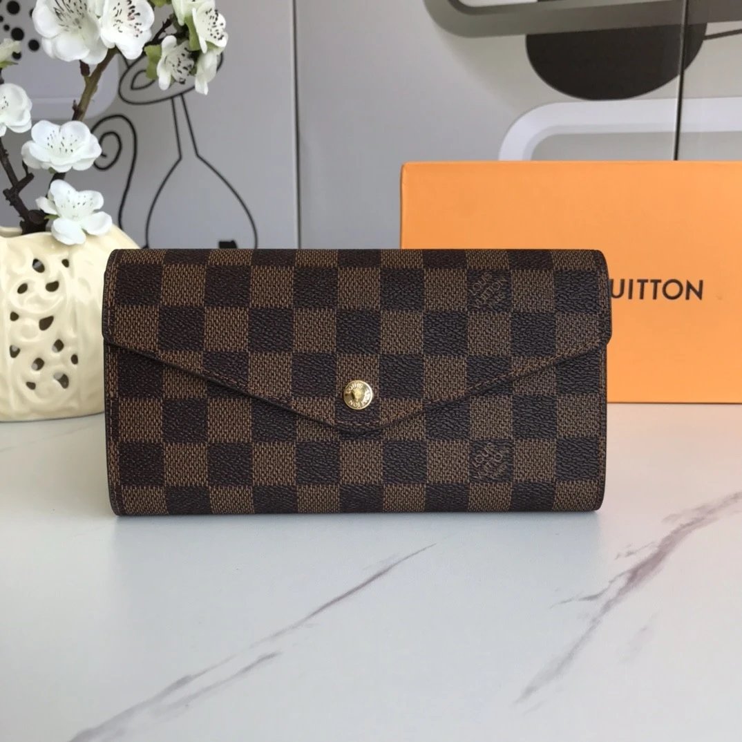 Louis Vuitton Damier Ebène Sarah Wallet in Brown Long Wallet - 37