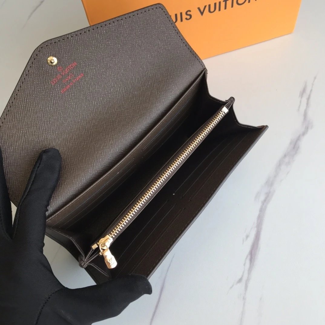 Louis Vuitton Damier Ebène Sarah Wallet in Brown Long Wallet - 36
