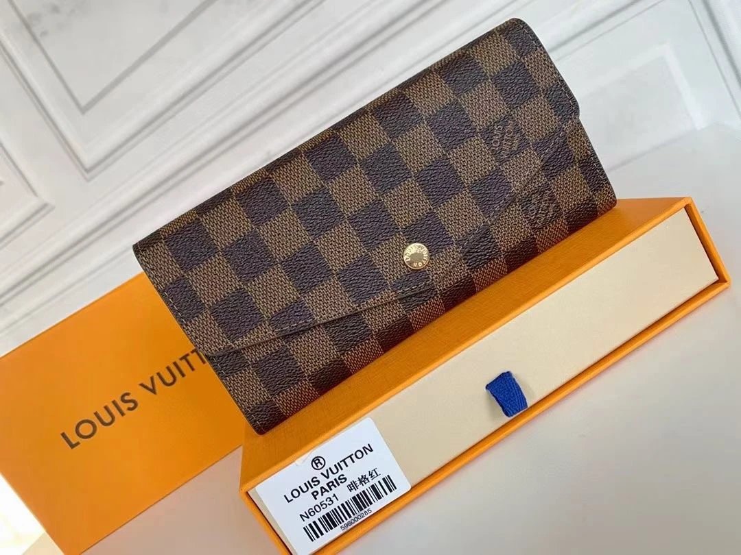 Louis Vuitton Damier Ebène Sarah Wallet in Brown Long Wallet - 28