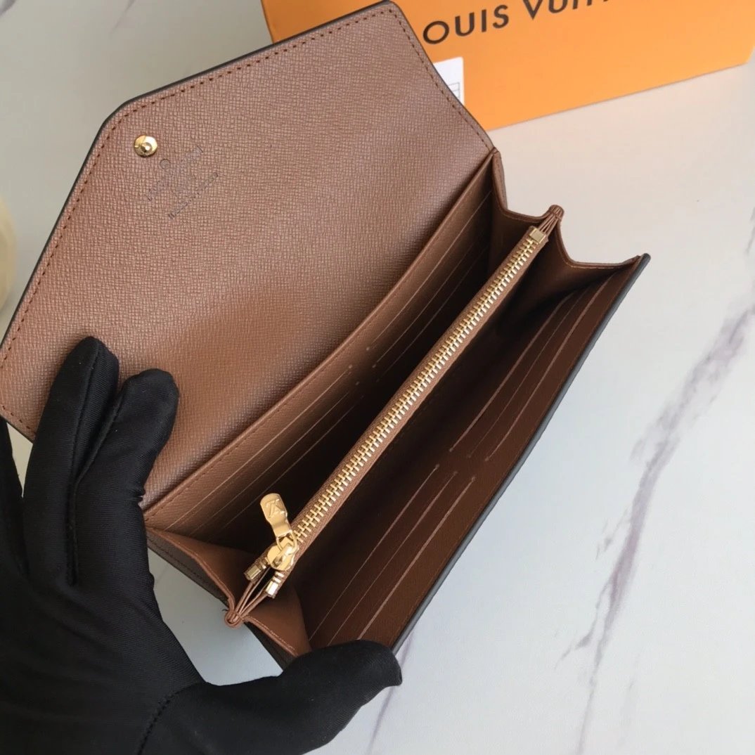 Louis Vuitton Damier Ebène Sarah Wallet in Brown Long Wallet - 21