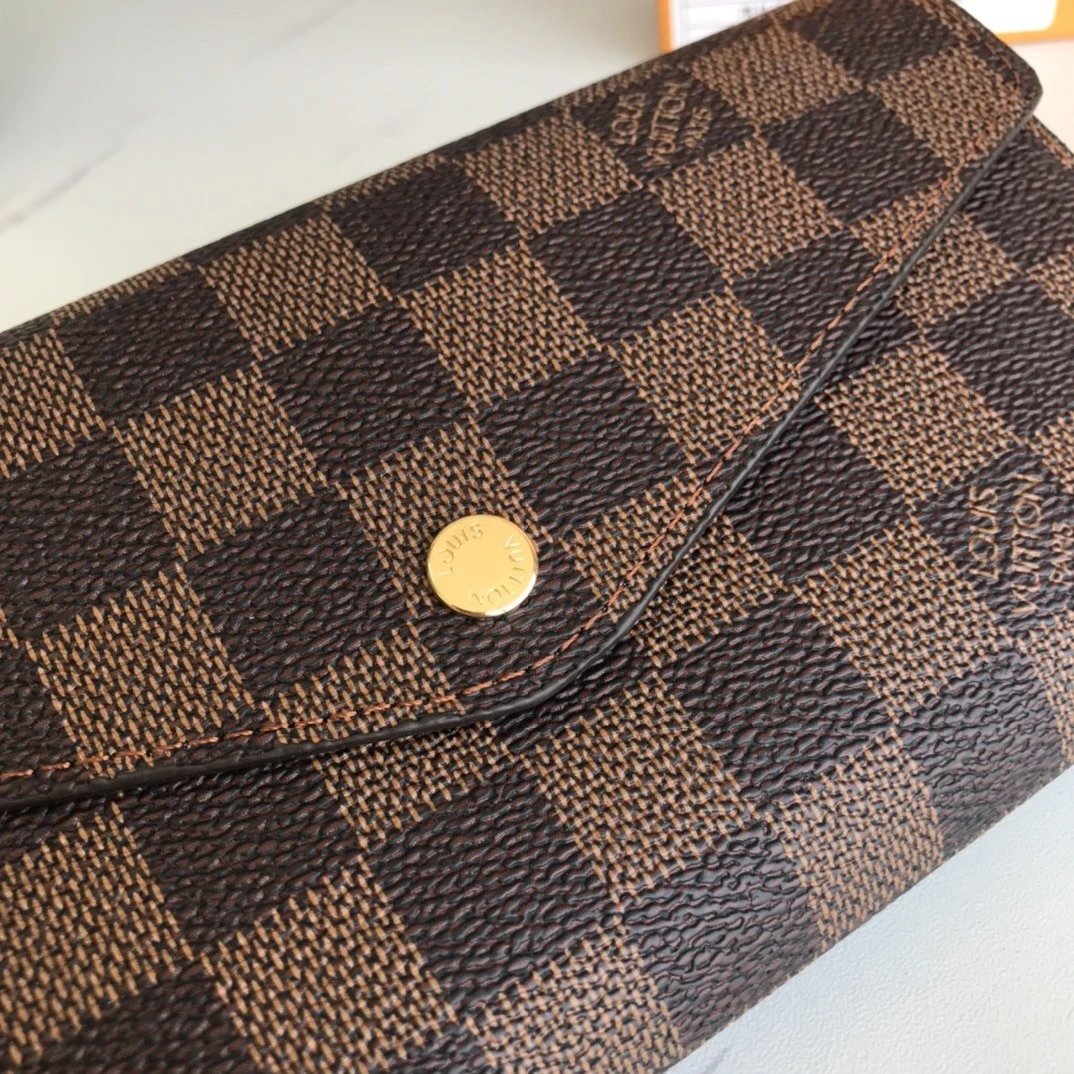 Louis Vuitton Damier Ebène Sarah Wallet in Brown Long Wallet - 33