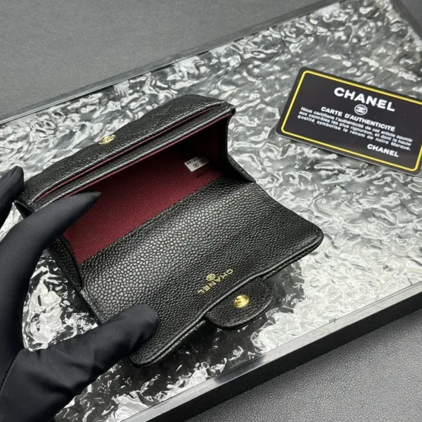 Chanel Classic Flap Card Holder Black Caviar Leather Wallet - 16