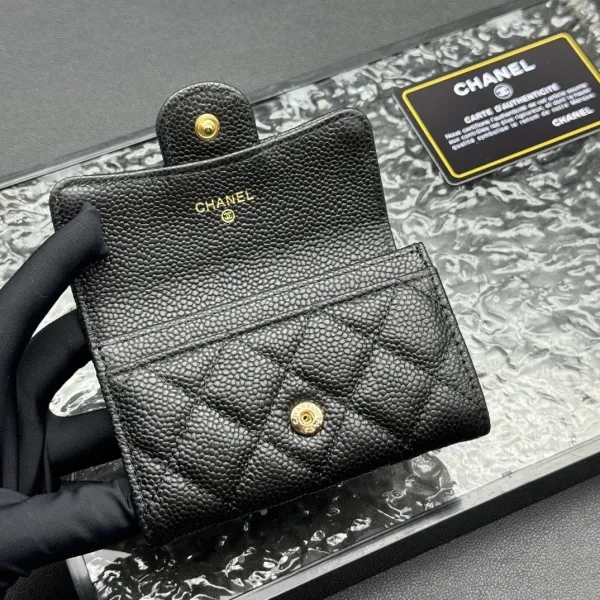 Chanel Classic Flap Card Holder Black Caviar Leather Wallet - 17