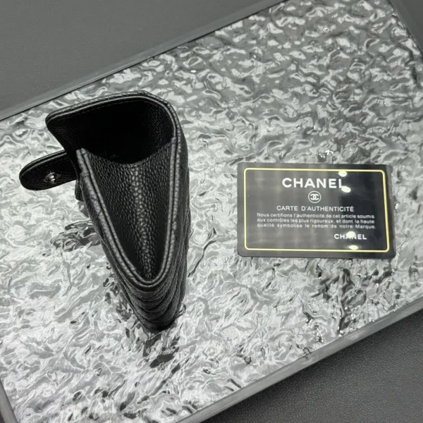 Chanel Classic Flap Card Holder Black Caviar Leather Wallet - 8