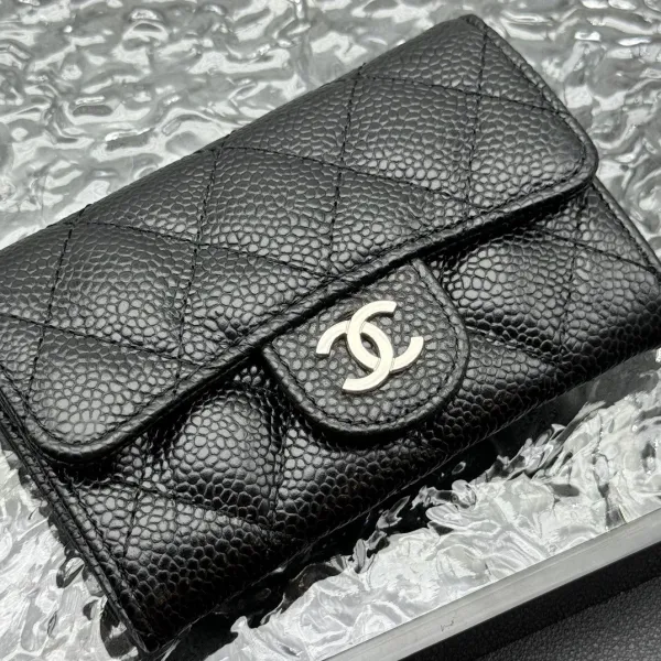 Chanel Classic Flap Card Holder Black Caviar Leather Wallet - 5