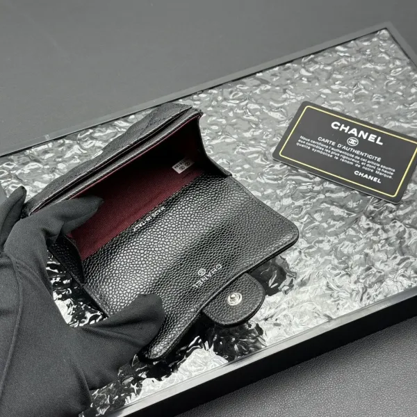 Chanel Classic Flap Card Holder Black Caviar Leather Wallet - 10