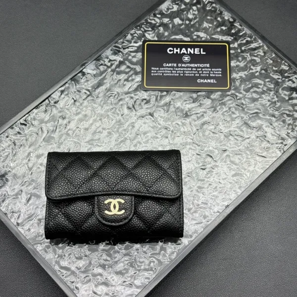 Chanel Classic Flap Card Holder Black Caviar Leather Wallet - 13