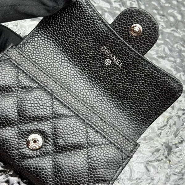Chanel Classic Flap Card Holder Black Caviar Leather Wallet - 7