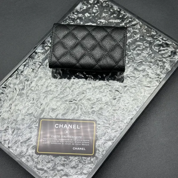 Chanel Classic Flap Card Holder Black Caviar Leather Wallet - 15