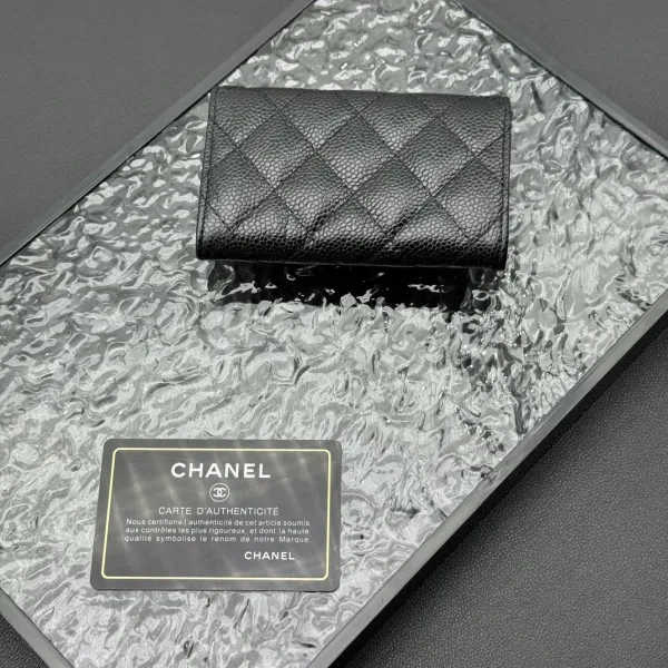 Chanel Classic Flap Card Holder Black Caviar Leather Wallet - 3