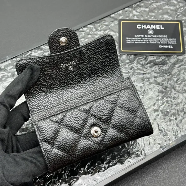 Chanel Classic Flap Card Holder Black Caviar Leather Wallet - 6