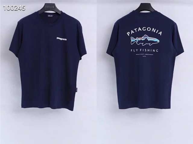 现货patagonia 巴塔哥尼亚鲨鱼图案复古经典短袖t恤款式短恤设计简约大方男女同款