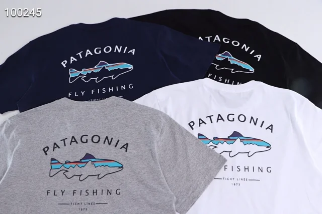 现货patagonia 巴塔哥尼亚鲨鱼图案复古经典短袖t恤款式短恤设计简约大方男女同款