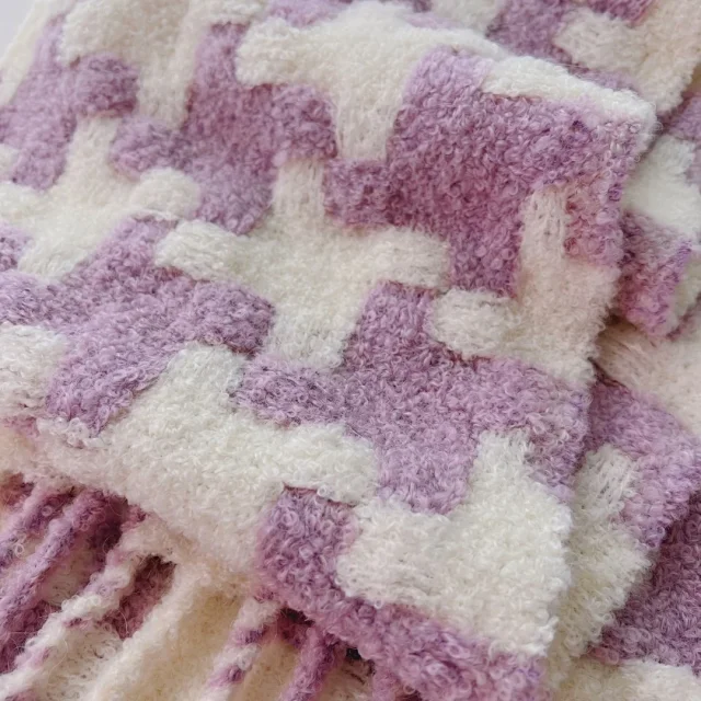 Acne Studios Scarves Fringed geometric-pattern scarf product detail image 15