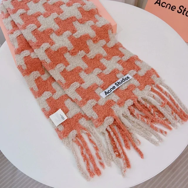 Acne Studios Scarves Fringed geometric-pattern scarf product detail image 13