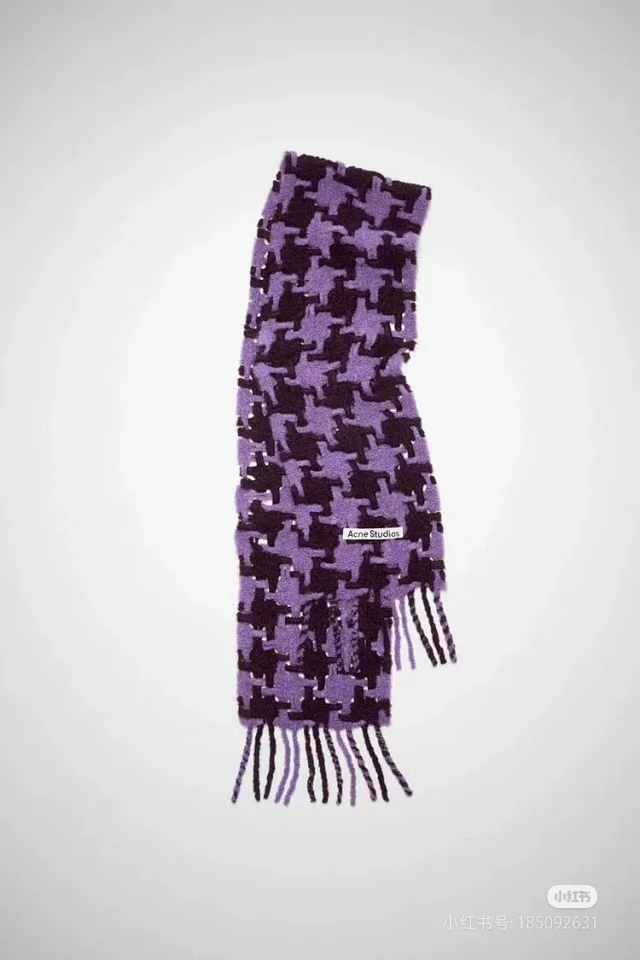 Acne Studios Scarves Fringed geometric-pattern scarf product detail image 11