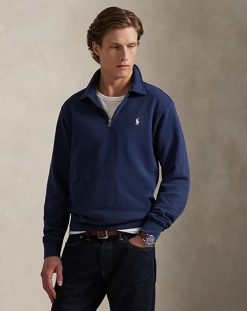 RL Women's Fleece-Lined Half-Zip Mock Neck Sweatshirt for Fall & Winter