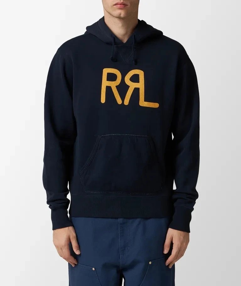 RL autumn and winter thick fleece warm hooded letter printed hoodie