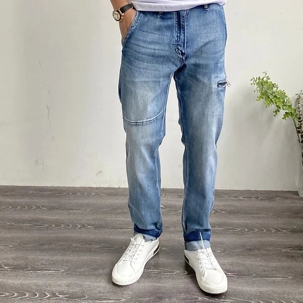 Heavy wash blue denim jeans