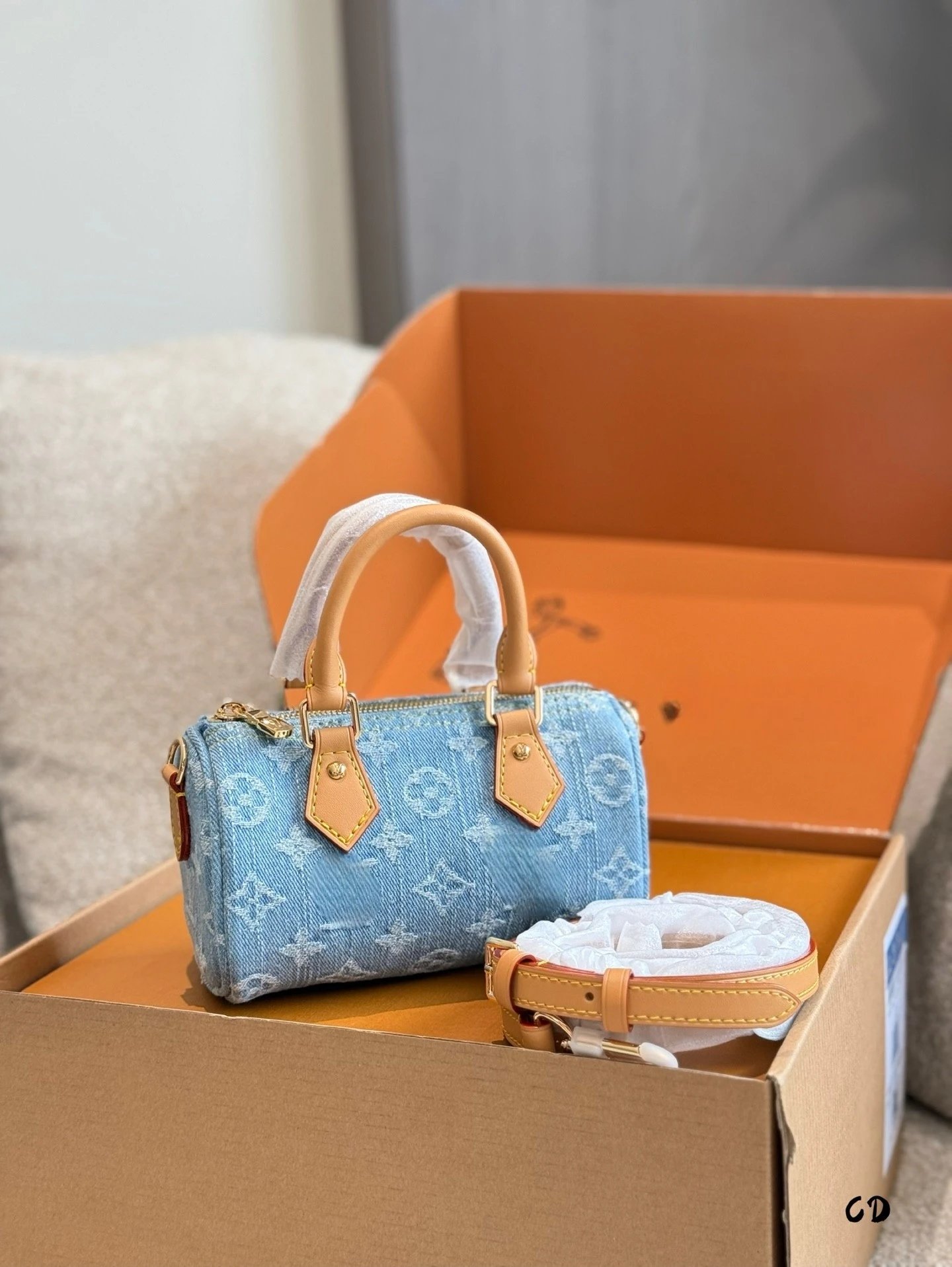 High-End Replica New Arrival L Denim Jean Shoulder Handbag Crossbody Boston Pillow Bag - In Stock
