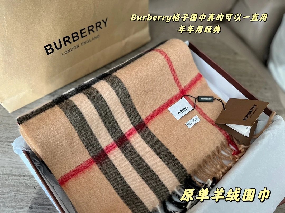 【Original level】 spot high version burberry classic scarf wool scarf female fall and winter senior sense of two-sided shawl take dual-use scarf thickening male