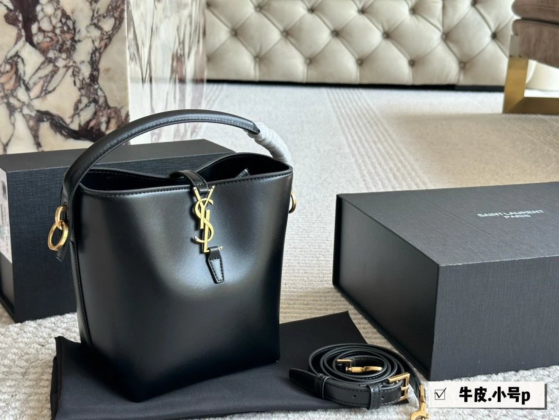 High-quality new YSL cowhide bucket bag, handbag, shoulder bag, crossbody bag, commuter bag.