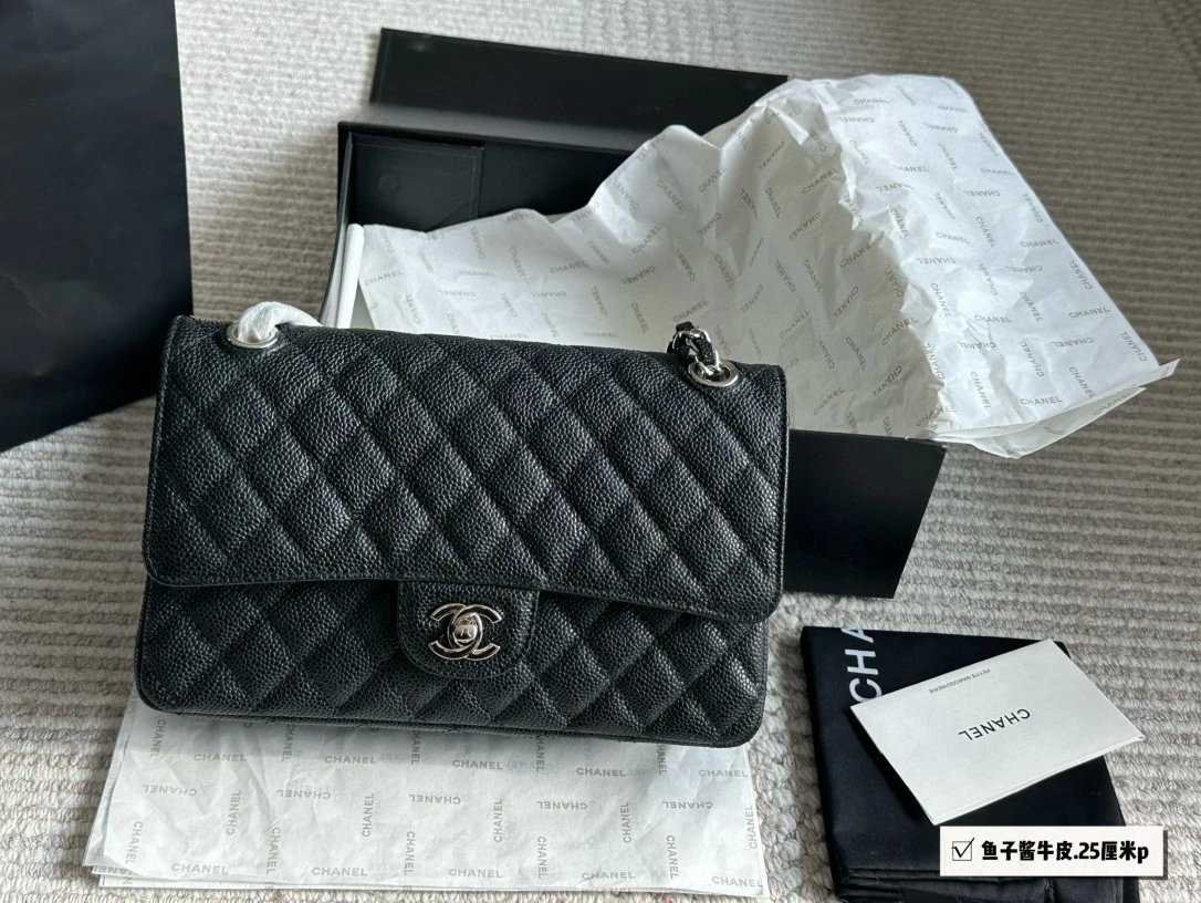【 Customized Version 】 High end Spot Small Fragrance Classic 25 Caviar CF Chain Shoulder Underarm Cover Bag