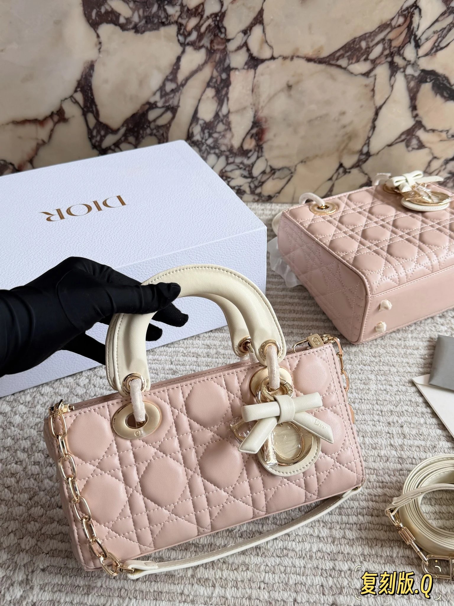 High-Quality Replica New Version Dior Tote Bag with Bow, Top Handle & Crossbody, Horizontal Lady Dior