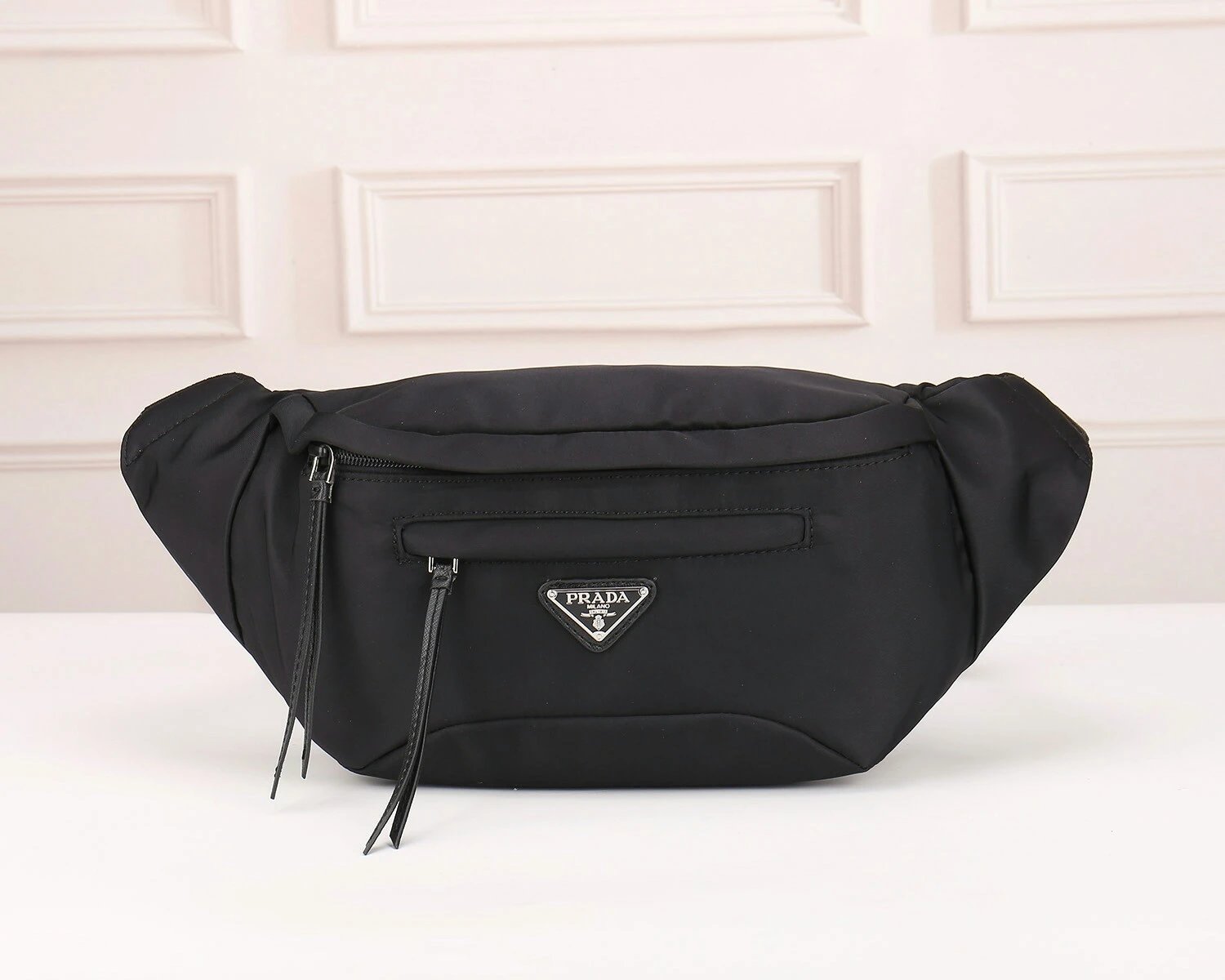 Prada Waterproof Nylon Waist Bag with Triangle Logo, Oxford Fabric Crossbody Chest Bag, New Style Men's Hip Bag, Parachute Material, Premium High-End Men's Bag