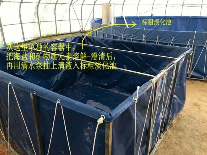 工厂室内标粗淡化池放苗前的水质调配