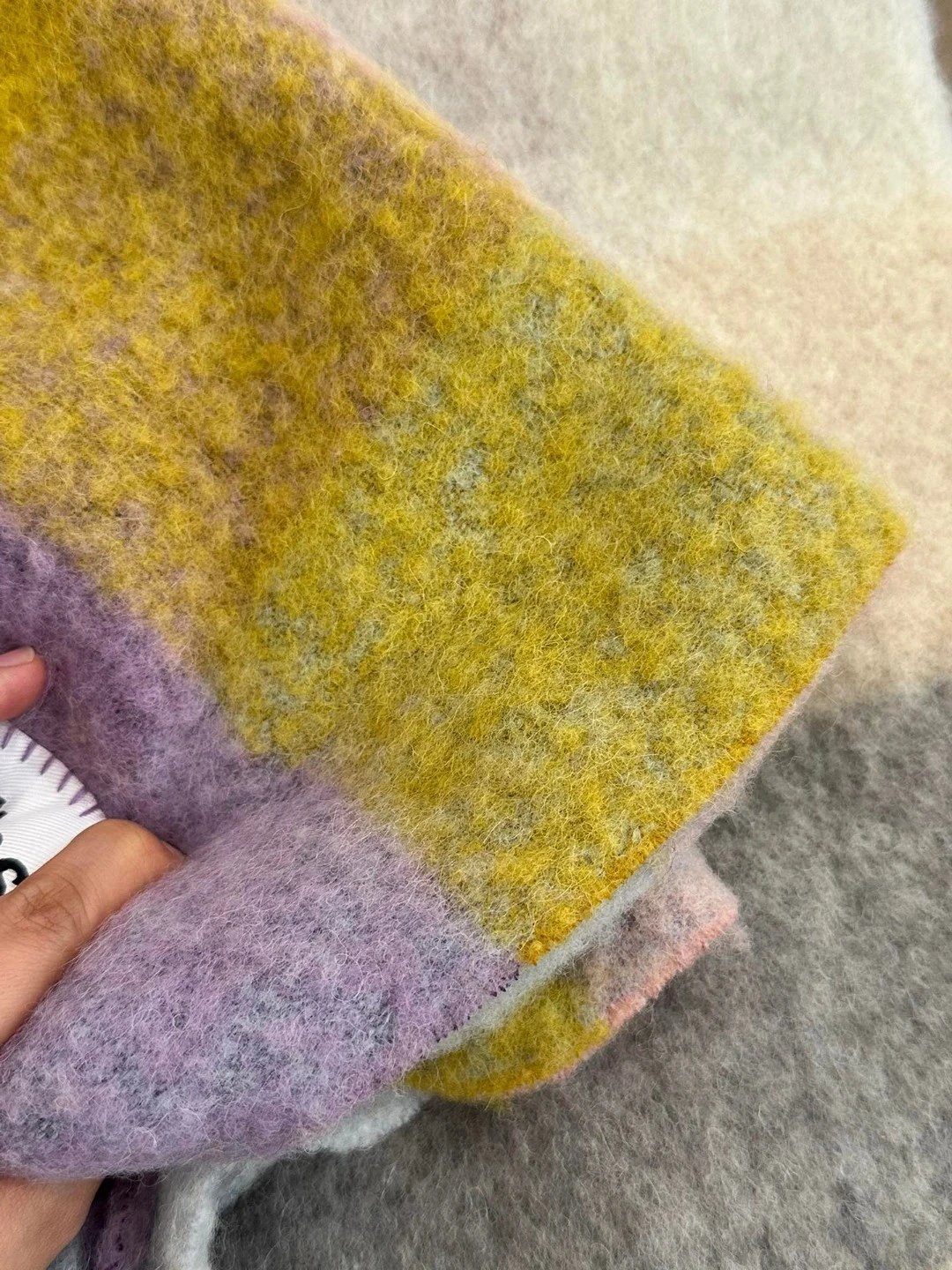 Acne Studios Checkered Wool Scarf Purple White - 14