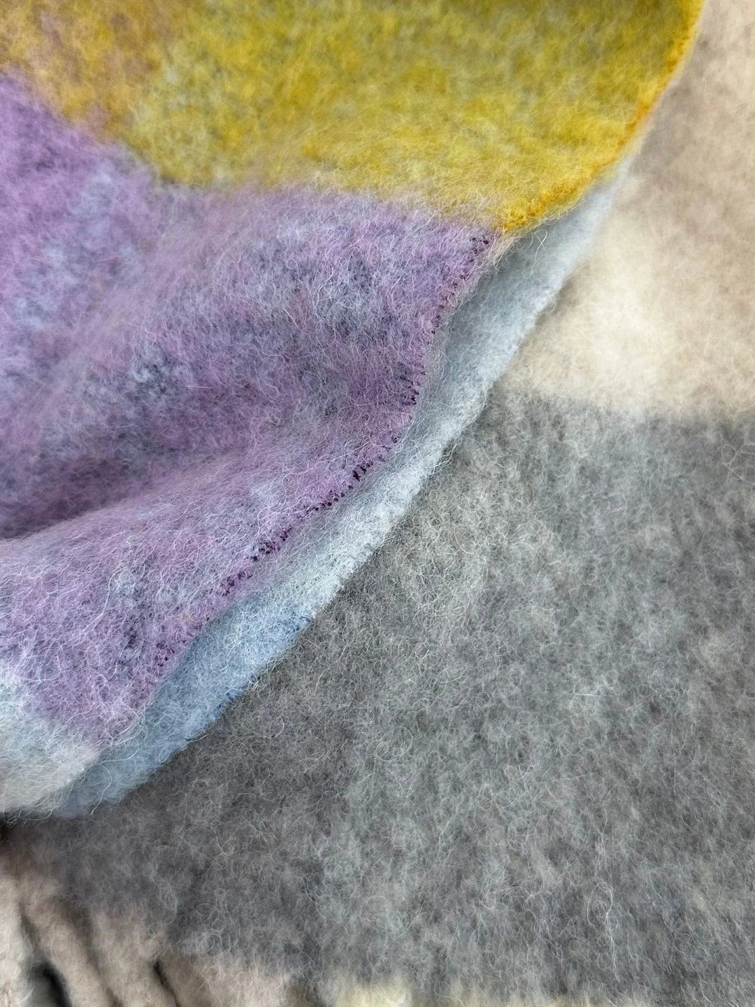Acne Studios Checkered Wool Scarf Purple White - 13